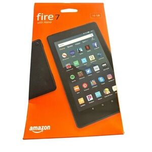 Amazon Fire 7 Tablet w/ Alexa Black Blue Soft Case 8 GB Adapter USB Charge Cable